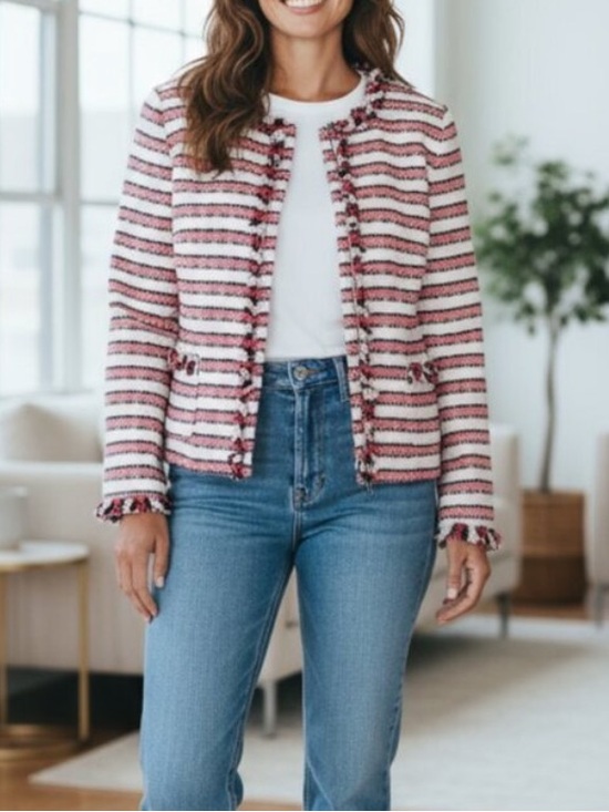 Talbots Jackets & Blazers - Talbots Striped Tweed Lightweight Jacket